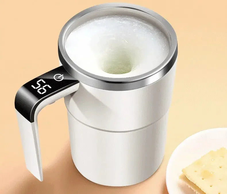 Self-Stirring Coffee Mug – 380ml, IP67 Waterproof, Temperature Display