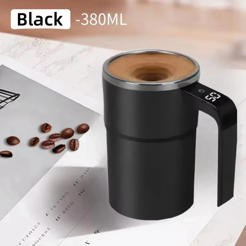 Self-Stirring Coffee Mug – 380ml, IP67 Waterproof, Temperature Display