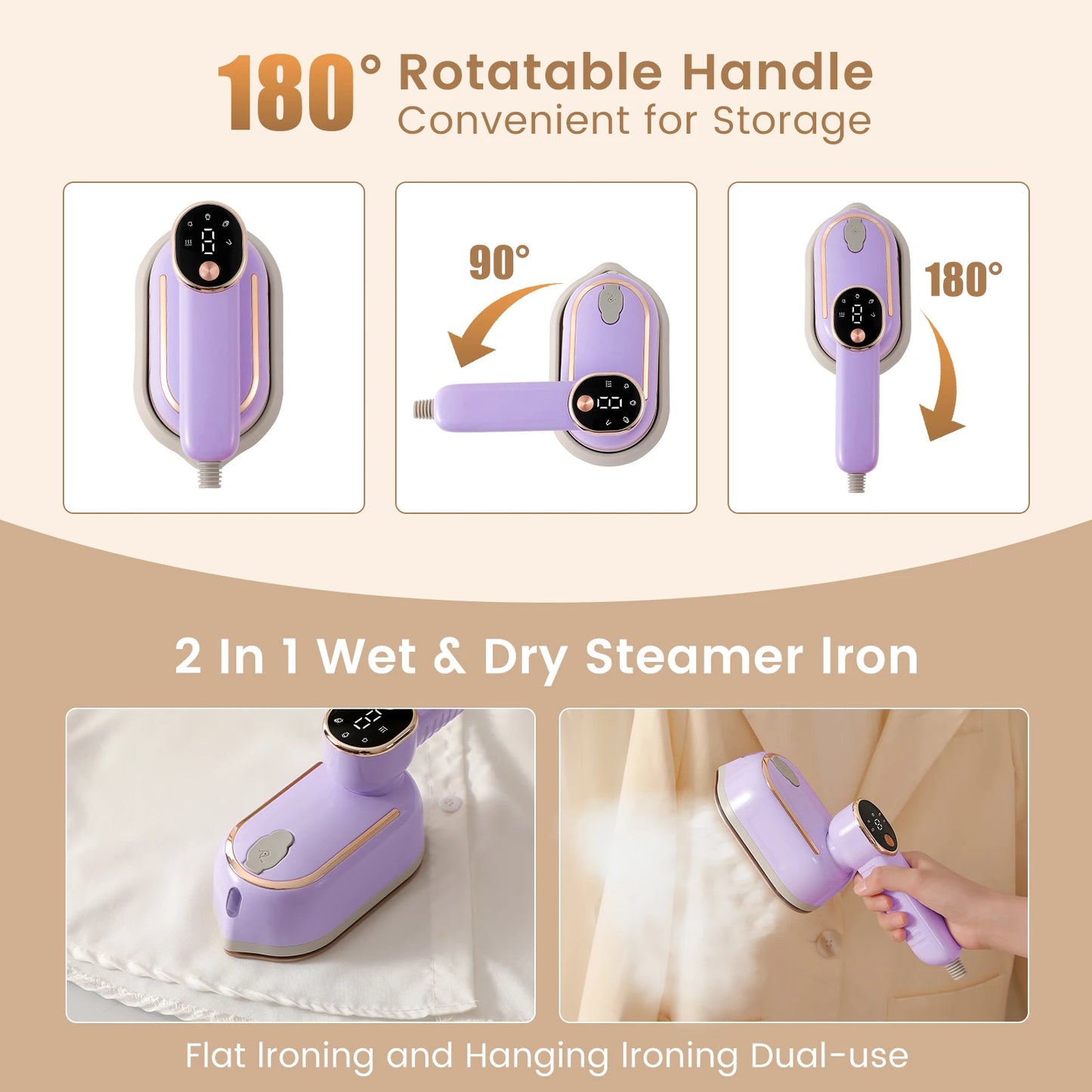 Portable Handheld Steam Iron – Compact Travel & Home Garment Steamer